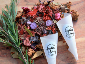 Amethyst blend - cones and environmental friendly flower confetti set from Kooka Paperie